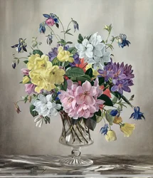 Rhododendrons, Azaleas and Columbine in a Glass Vase
